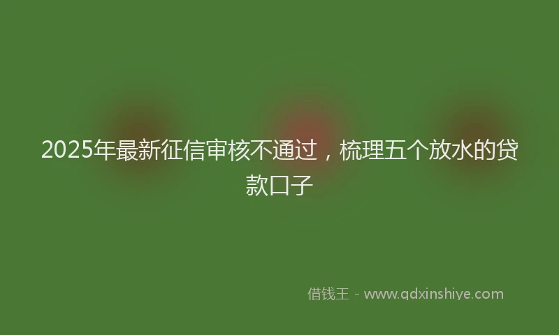 2025年最新征信审核不通过，梳理五个放水的贷款口子