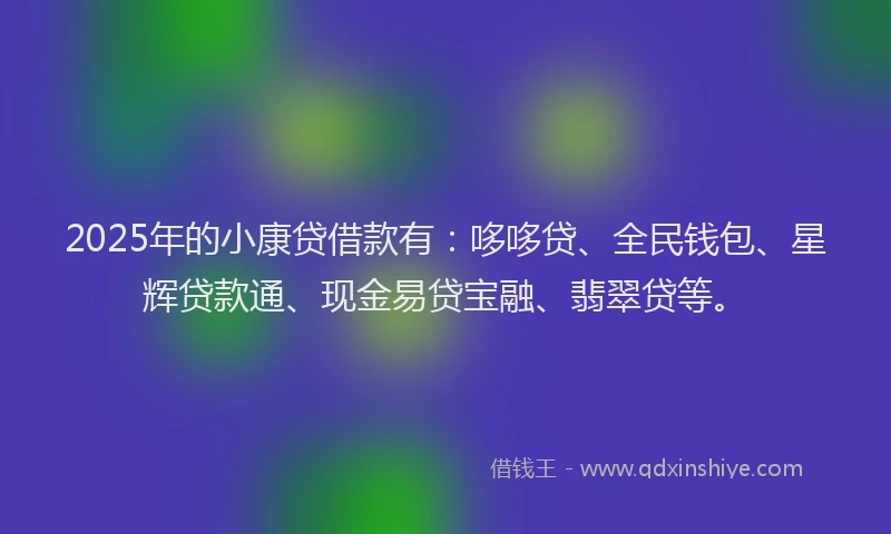 2025年的小康贷借款有：哆哆贷、全民钱包、星辉贷款通、现金易贷宝融、翡翠贷等。