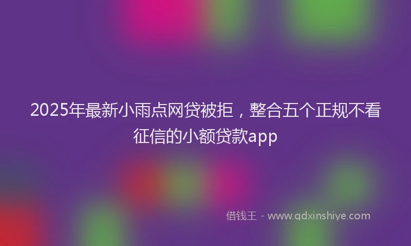 2025年最新小雨点网贷被拒，整合五个正规不看征信的小额贷款app