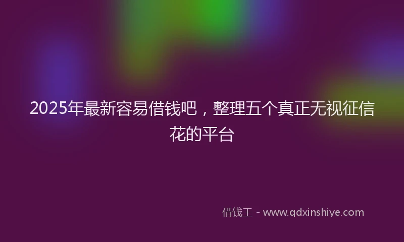 2025年最新容易借钱吧，整理五个真正无视征信花的平台