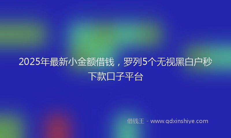 2025年最新小金额借钱，罗列5个无视黑白户秒下款口子平台