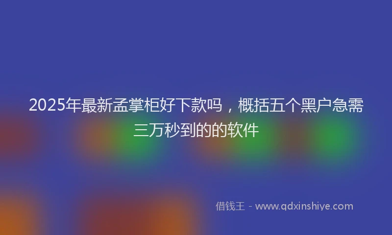 2025年最新孟掌柜好下款吗，概括五个黑户急需三万秒到的的软件