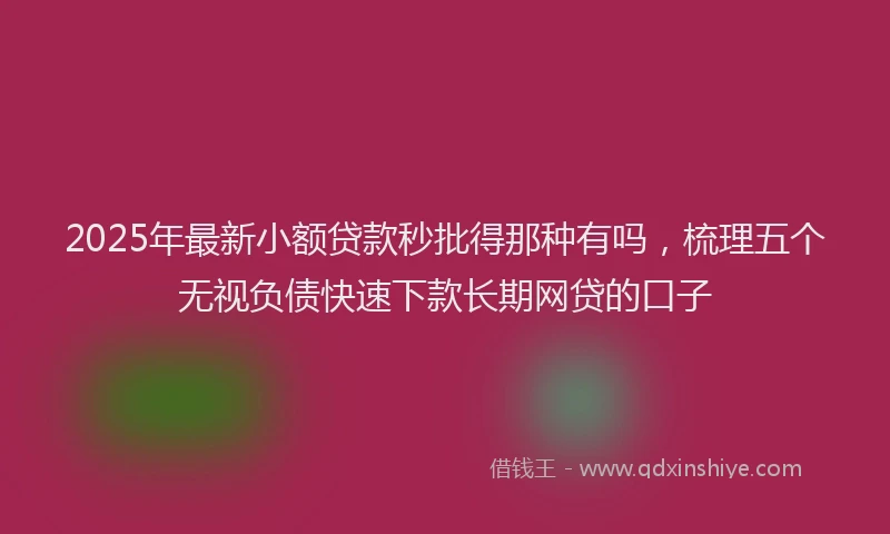 2025年最新小额贷款秒批得那种有吗，梳理五个无视负债快速下款长期网贷的口子