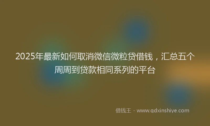 2025年最新如何取消微信微粒贷借钱，汇总五个周周到贷款相同系列的平台
