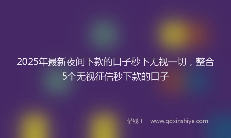 2025年最新夜间下款的口子秒下无视一切，整合5个无视征信秒下款的口子