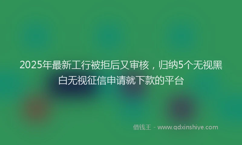 2025年最新工行被拒后又审核，归纳5个无视黑白无视征信申请就下款的平台