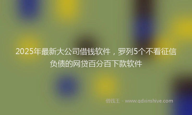 2025年最新大公司借钱软件，罗列5个不看征信负债的网贷百分百下款软件