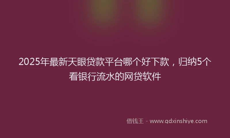 2025年最新天眼贷款平台哪个好下款，归纳5个看银行流水的网贷软件