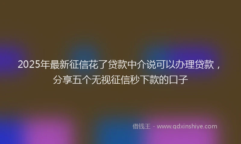 2025年最新征信花了贷款中介说可以办理贷款，分享五个无视征信秒下款的口子