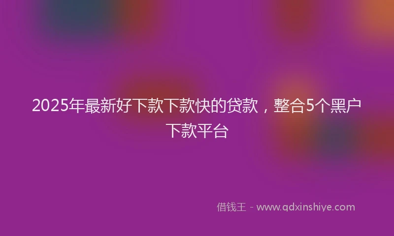 2025年最新好下款下款快的贷款，整合5个黑户下款平台