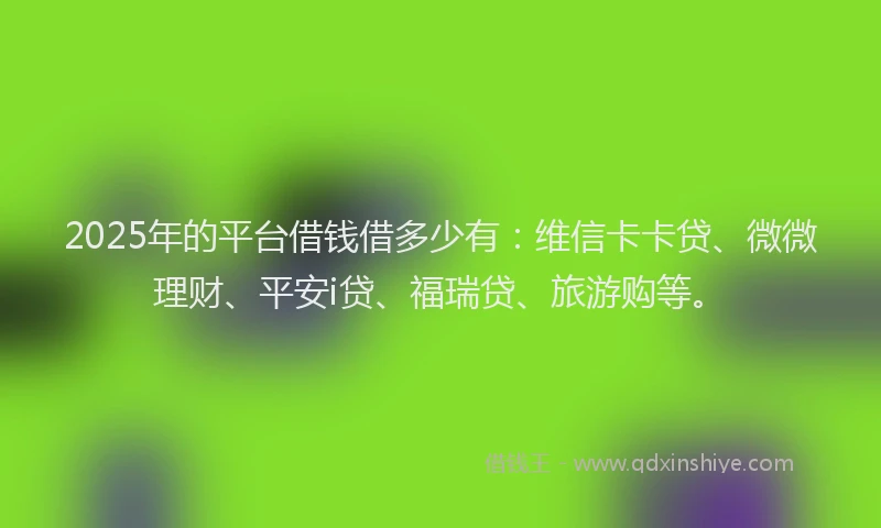 2025年的平台借钱借多少有：维信卡卡贷、微微理财、平安i贷、福瑞贷、旅游购等。