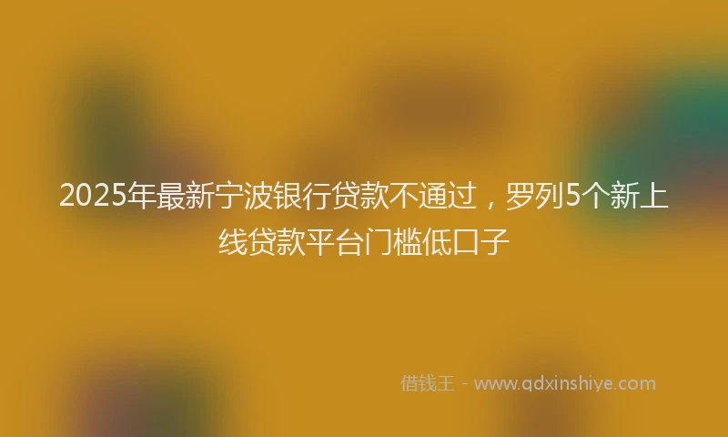 2025年最新宁波银行贷款不通过，罗列5个新上线贷款平台门槛低口子