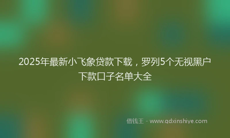2025年最新小飞象贷款下载，罗列5个无视黑户下款口子名单大全