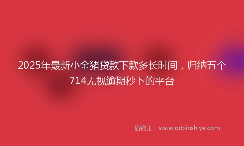 2025年最新小金猪贷款下款多长时间，归纳五个714无视逾期秒下的平台