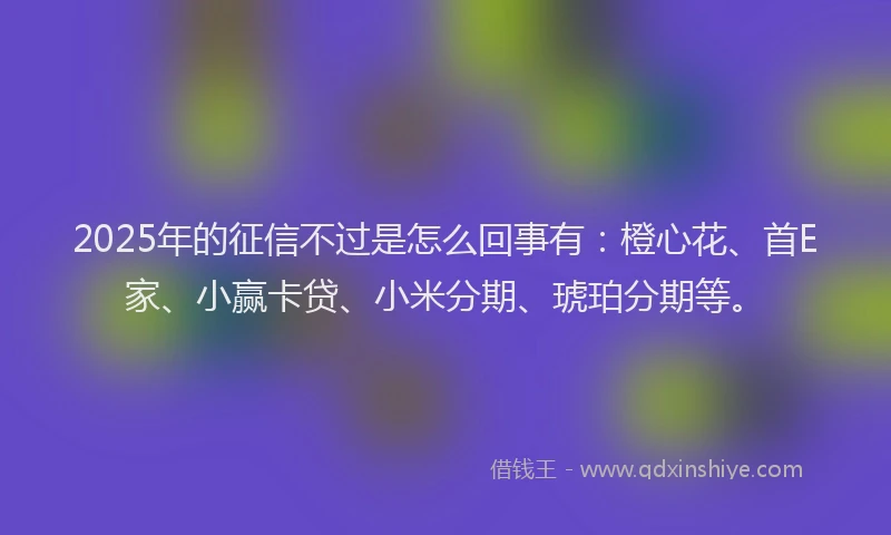 2025年的征信不过是怎么回事有：橙心花、首E家、小赢卡贷、小米分期、琥珀分期等。