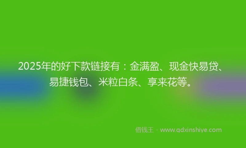 2025年的好下款链接有：金满盈、现金快易贷、易捷钱包、米粒白条、享来花等。