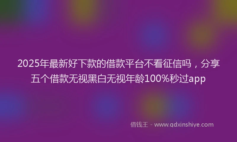 2025年最新好下款的借款平台不看征信吗，分享五个借款无视黑白无视年龄100%秒过app