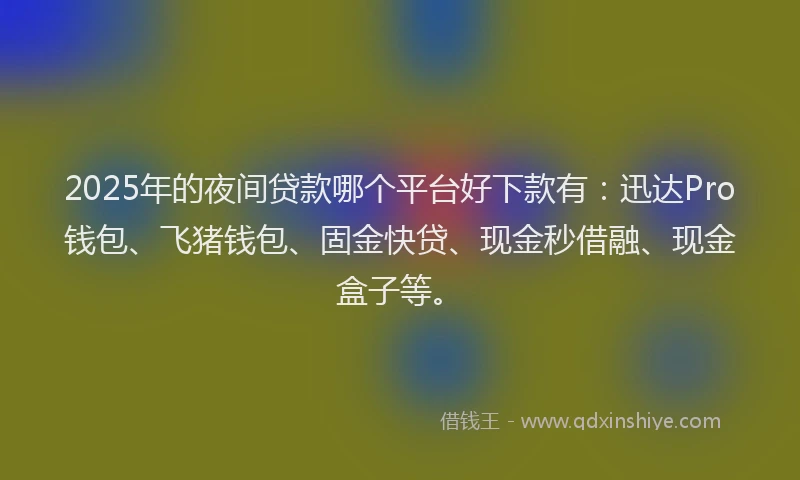 2025年的夜间贷款哪个平台好下款有：迅达Pro钱包、飞猪钱包、固金快贷、现金秒借融、现金盒子等。