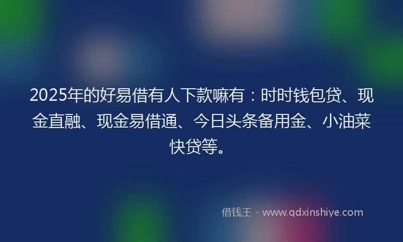 2025年的好易借有人下款嘛有：时时钱包贷、现金直融、现金易借通、今日头条备用金、小油菜快贷等。