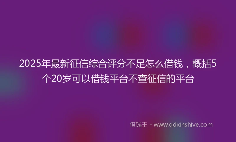 2025年最新征信综合评分不足怎么借钱，概括5个20岁可以借钱平台不查征信的平台