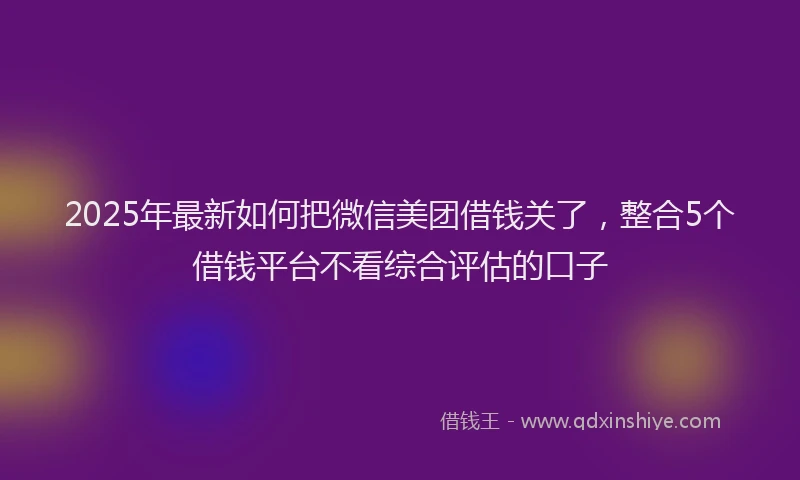 2025年最新如何把微信美团借钱关了，整合5个借钱平台不看综合评估的口子