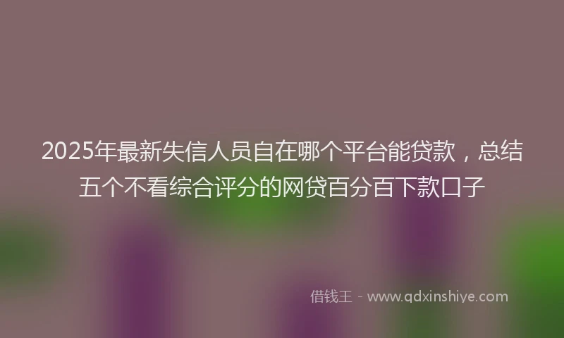 2025年最新失信人员自在哪个平台能贷款，总结五个不看综合评分的网贷百分百下款口子