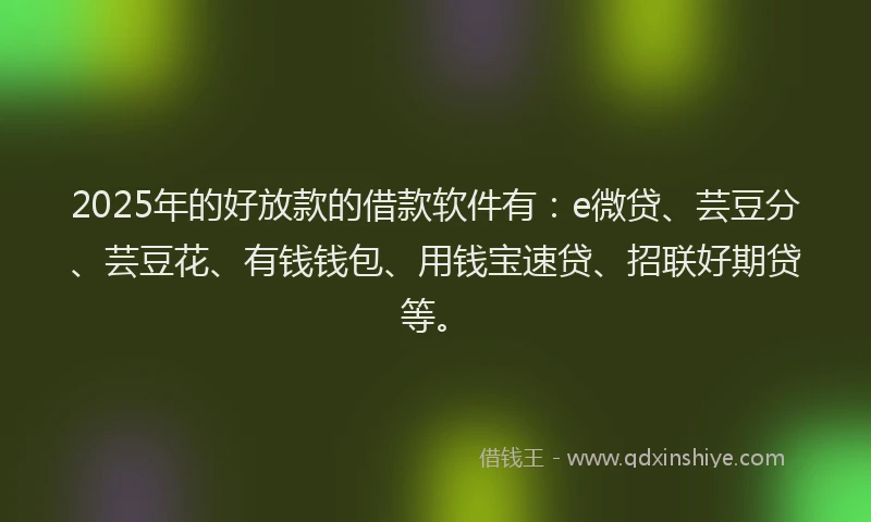 2025年的好放款的借款软件有：e微贷、芸豆分、芸豆花、有钱钱包、用钱宝速贷、招联好期贷等。