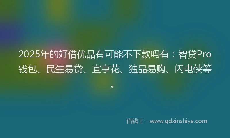 2025年的好借优品有可能不下款吗有：智贷Pro钱包、民生易贷、宜享花、独品易购、闪电侠等。