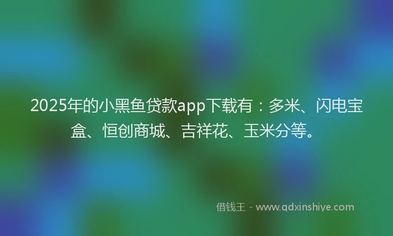 2025年的小黑鱼贷款app下载有：多米、闪电宝盒、恒创商城、吉祥花、玉米分等。