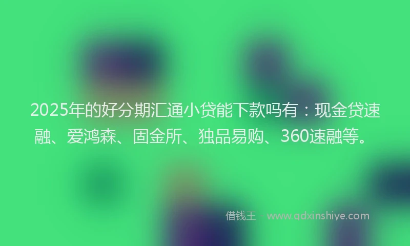 2025年的好分期汇通小贷能下款吗有：现金贷速融、爱鸿森、固金所、独品易购、360速融等。