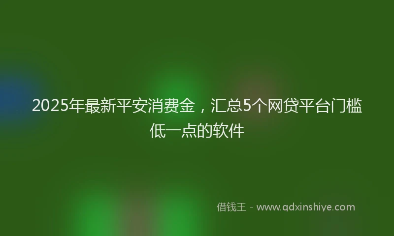 2025年最新平安消费金，汇总5个网贷平台门槛低一点的软件