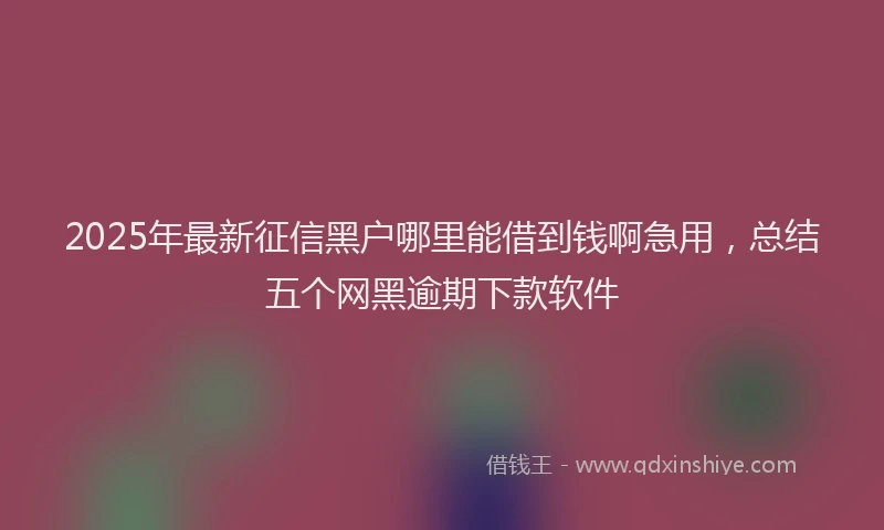 2025年最新征信黑户哪里能借到钱啊急用，总结五个网黑逾期下款软件