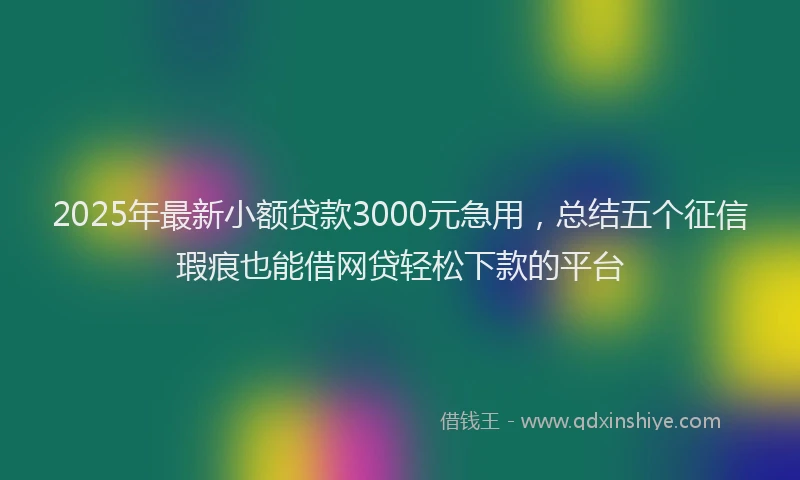 2025年最新小额贷款3000元急用，总结五个征信瑕疵也能借网贷轻松下款的平台