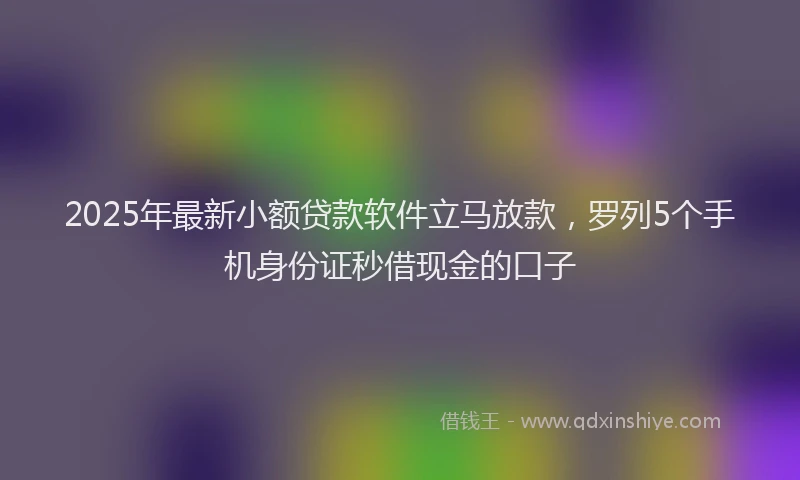 2025年最新小额贷款软件立马放款，罗列5个手机身份证秒借现金的口子