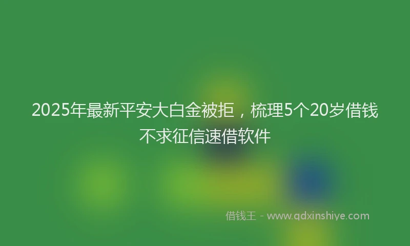 2025年最新平安大白金被拒，梳理5个20岁借钱不求征信速借软件