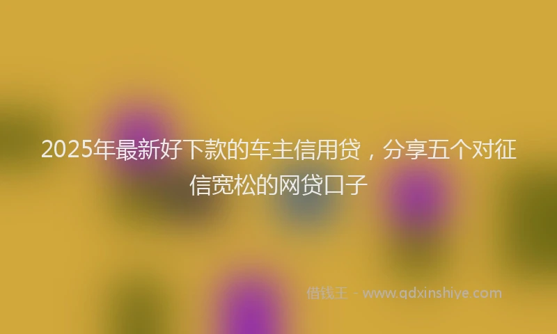 2025年最新好下款的车主信用贷，分享五个对征信宽松的网贷口子
