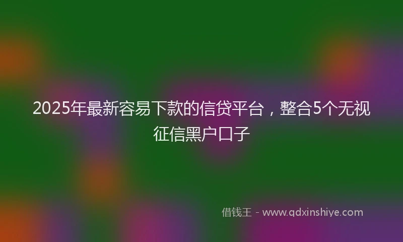 2025年最新容易下款的信贷平台，整合5个无视征信黑户口子