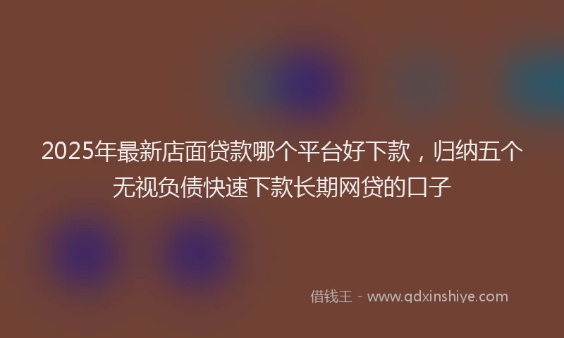 2025年最新店面贷款哪个平台好下款，归纳五个无视负债快速下款长期网贷的口子