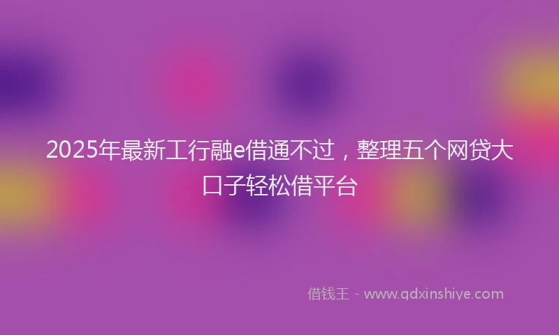 2025年最新工行融e借通不过，整理五个网贷大口子轻松借平台