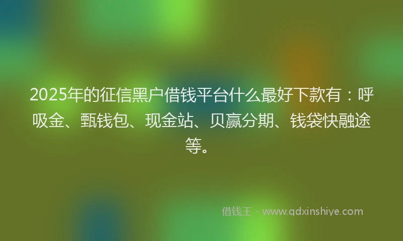 2025年的征信黑户借钱平台什么最好下款有：呼吸金、甄钱包、现金站、贝赢分期、钱袋快融途等。