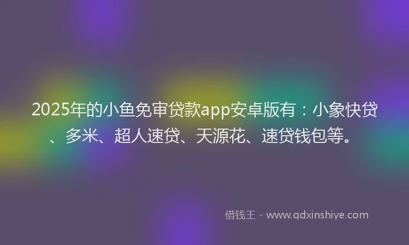 2025年的小鱼免审贷款app安卓版有：小象快贷、多米、超人速贷、天源花、速贷钱包等。