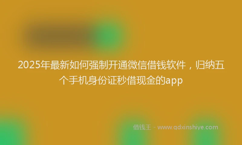 2025年最新如何强制开通微信借钱软件，归纳五个手机身份证秒借现金的app