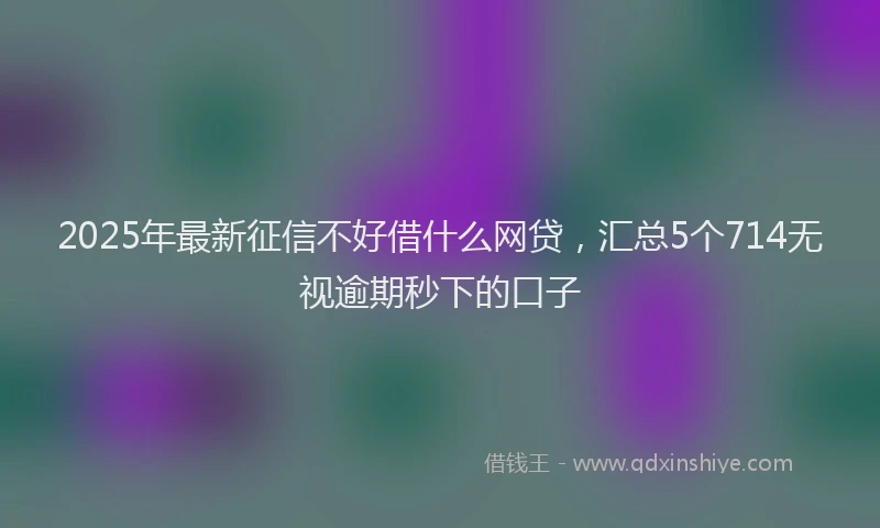 2025年最新征信不好借什么网贷，汇总5个714无视逾期秒下的口子