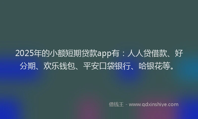 2025年的小额短期贷款app有：人人贷借款、好分期、欢乐钱包、平安口袋银行、哈银花等。