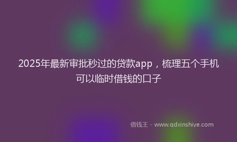 2025年最新审批秒过的贷款app，梳理五个手机可以临时借钱的口子