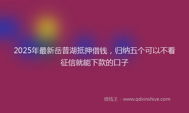 2025年最新岳普湖抵押借钱，归纳五个可以不看征信就能下款的口子