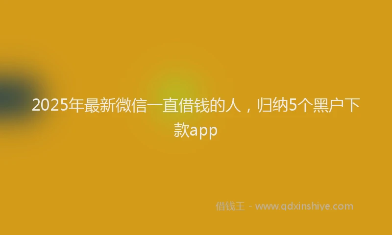 2025年最新微信一直借钱的人，归纳5个黑户下款app