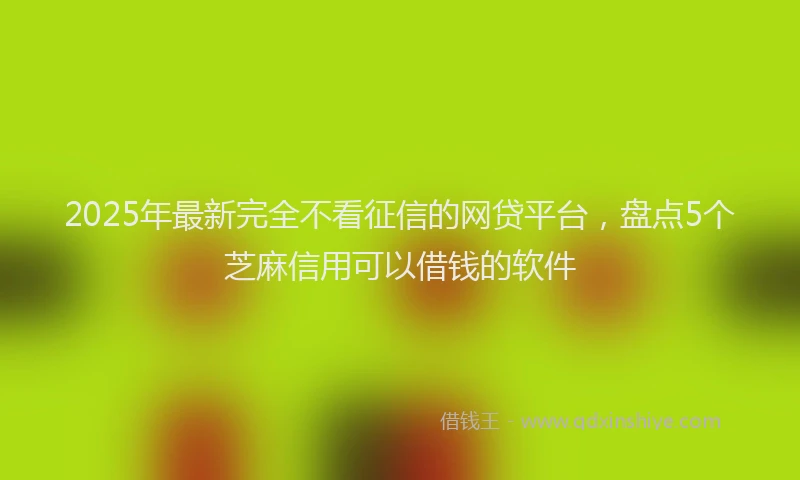 2025年最新完全不看征信的网贷平台，盘点5个芝麻信用可以借钱的软件