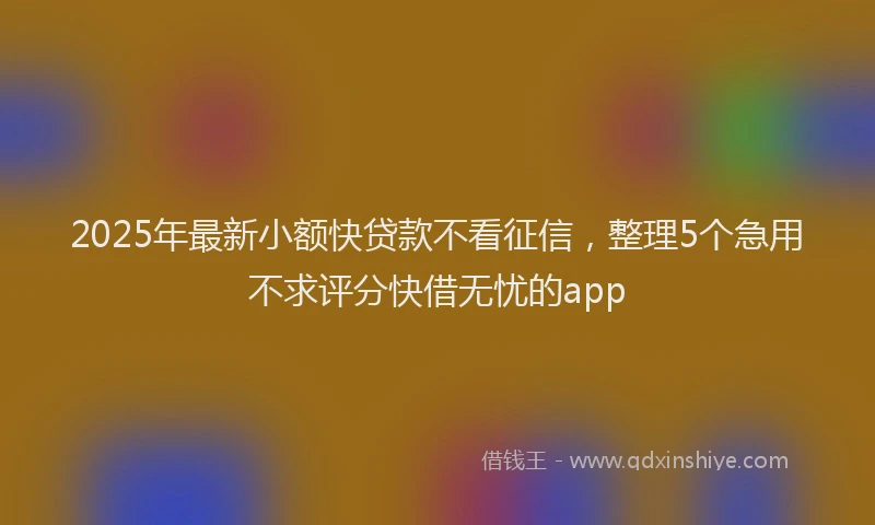 2025年最新小额快贷款不看征信，整理5个急用不求评分快借无忧的app