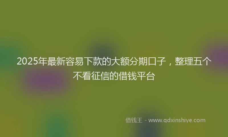 2025年最新容易下款的大额分期口子，整理五个不看征信的借钱平台